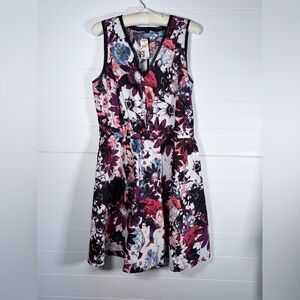 NWT Simply Vera Vera Wang Floral Dress - Black, Pink, Blue Size Medium